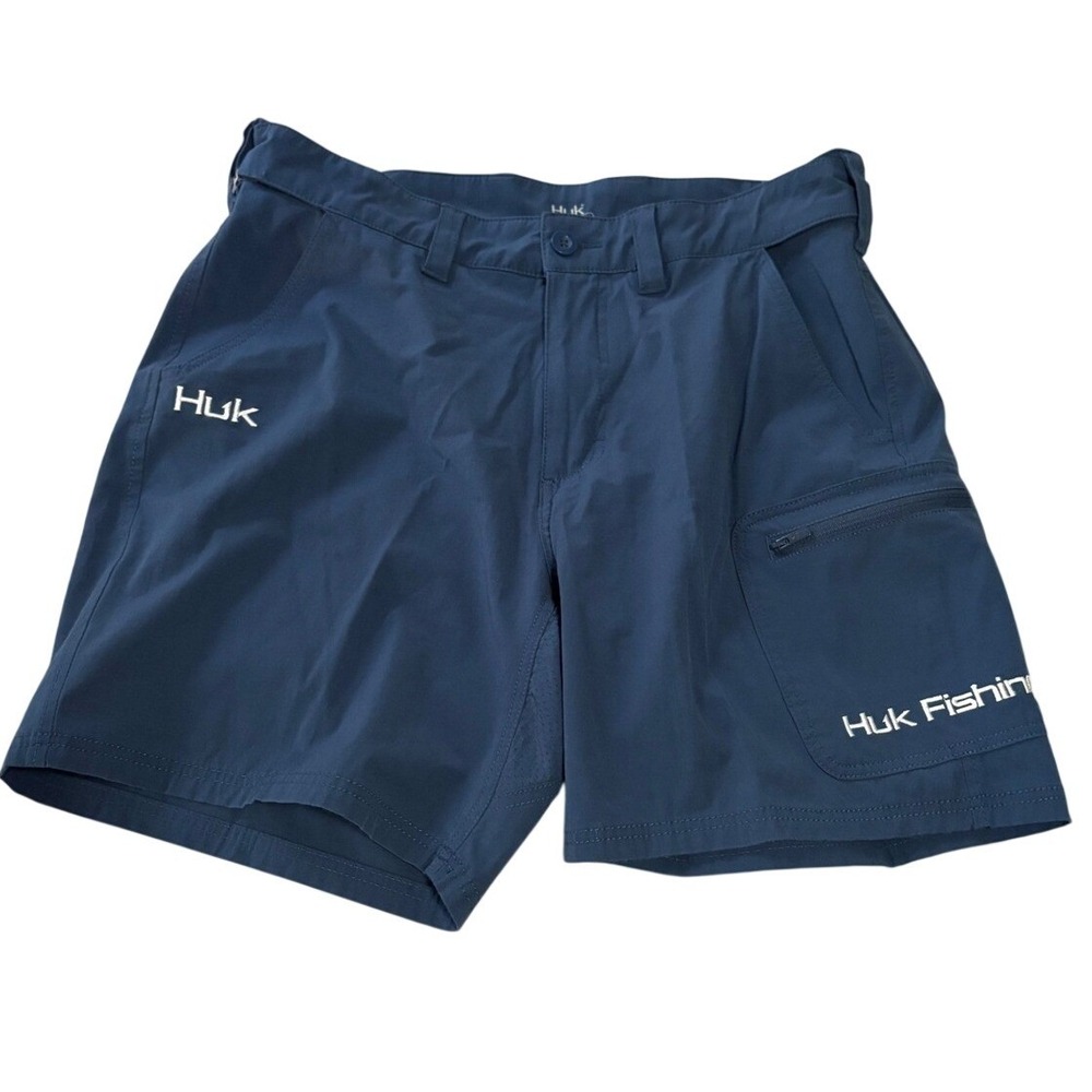 Huk Performance Fishing Shorts Mens Large Blue Boardshorts Cargo Hybrid Tech